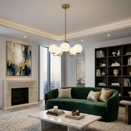   Modern European furniture - 6-Light White Glass Orbs Chandelier - www.oroa.com | Oroa.com