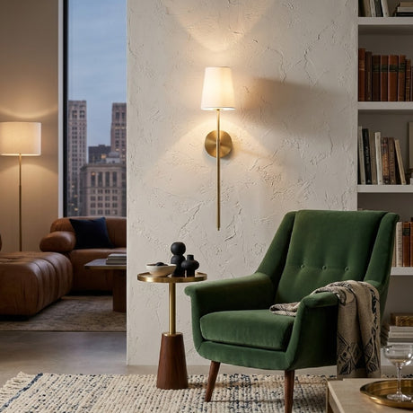   White Linen Shade Wall Lamp | Oroa.com