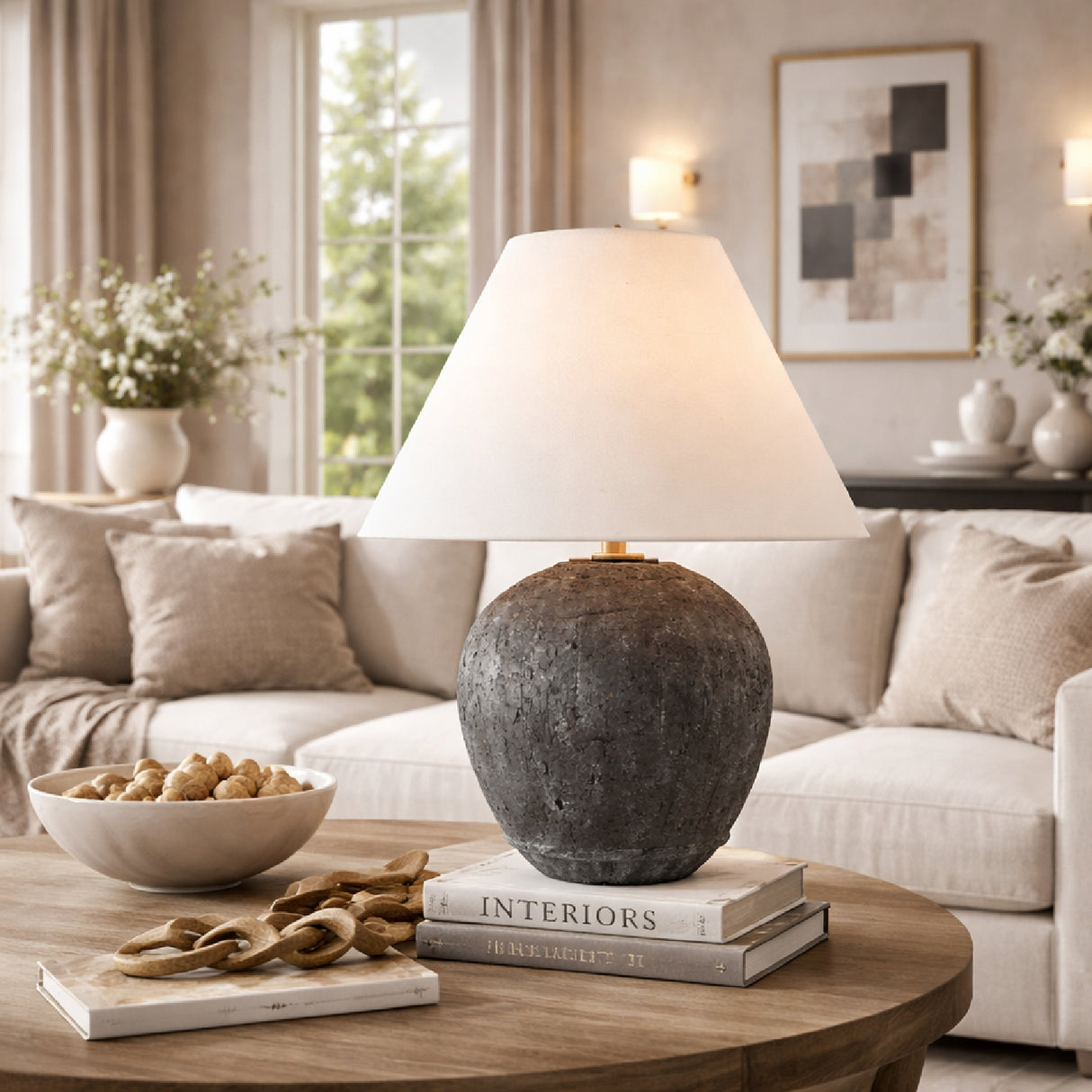   Black Cement Accent Table Lamp | Oroa.com