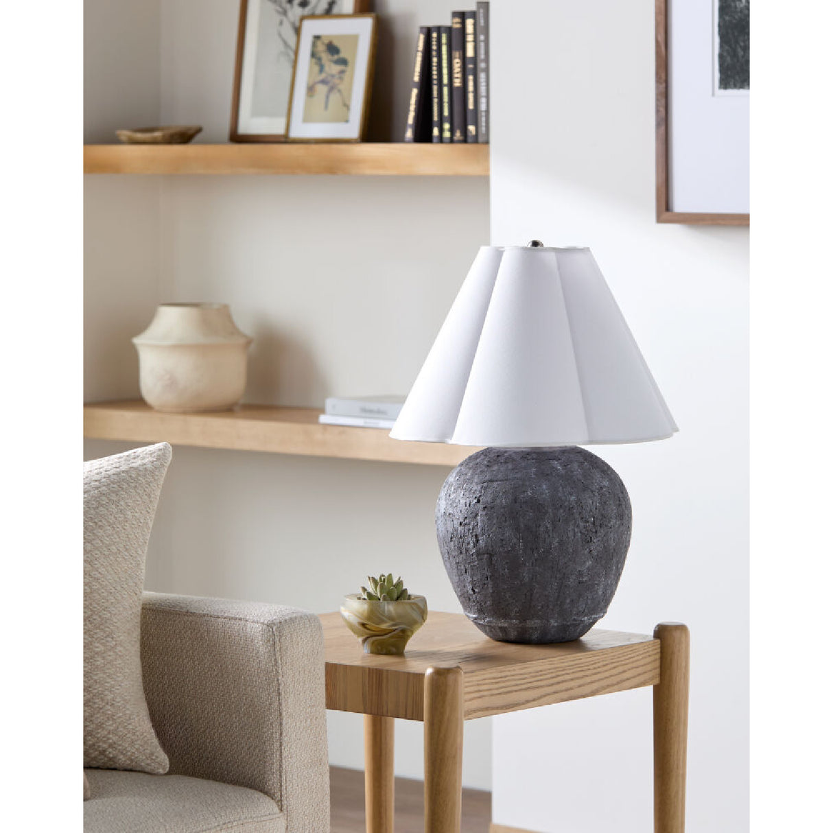   Black Cement Accent Table Lamp | Oroa.com