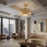 Modern European furniture - Gold Framed Rattan Chandelier - www.oroa.com