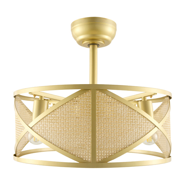 Modern European furniture - Gold Framed Rattan Chandelier - www.oroa.com