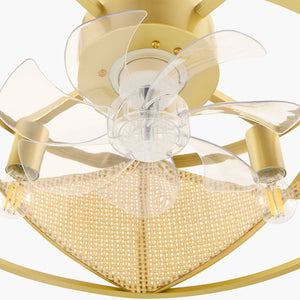   Modern European furniture - Gold Framed Rattan Chandelier - www.oroa.com | Oroa.com