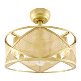 Modern European furniture - Gold Framed Rattan Chandelier - www.oroa.com