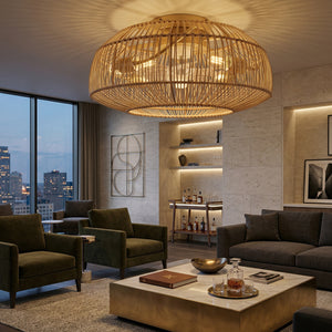   Modern European furniture - Rattan Cane 4-Light Chandelier - www.oroa.com | Oroa.com