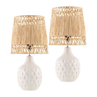 Modern European furniture - Woven Seagrass Ceramic Table Lamp (Set of 2) - www.oroa.com