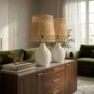   Woven Seagrass Ceramic Table Lamp (Set of 2) | Oroa.com