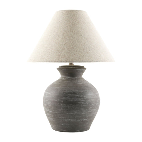 Modern European furniture - Gray Ceramic Linen Table Lamp - www.oroa.com