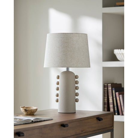 Modern European furniture - Linen Glazed Ceramic Table Lamp - www.oroa.com