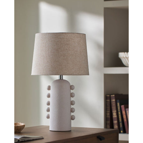Modern European furniture - Linen Glazed Ceramic Table Lamp - www.oroa.com