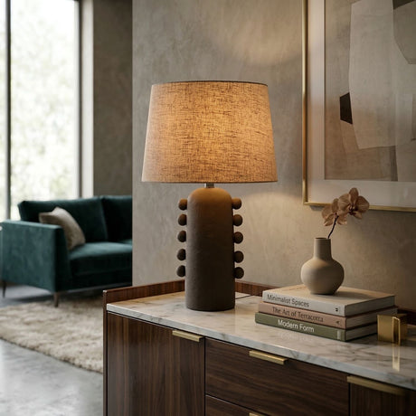 Modern European furniture - Linen Glazed Ceramic Table Lamp - www.oroa.com