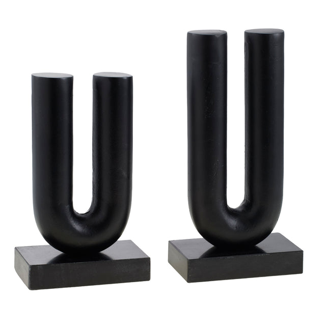 Modern European furniture - Black U-Shaped Sculpture Set (2) - www.oroa.com