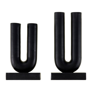   Modern European furniture - Black U-Shaped Sculpture Set (2) - www.oroa.com | Oroa.com