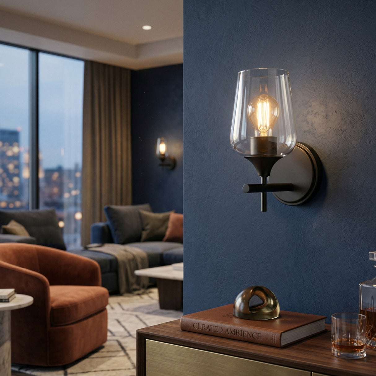   Modern European furniture - Black Framed Glass Wall Lamp - www.oroa.com | Oroa.com