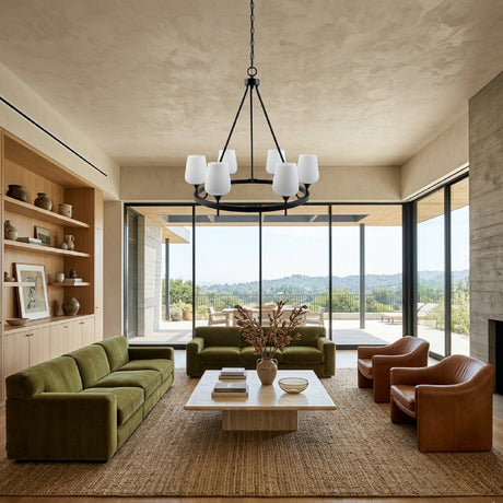 Modern European furniture - Iron Ring Glass Chandelier - www.oroa.com