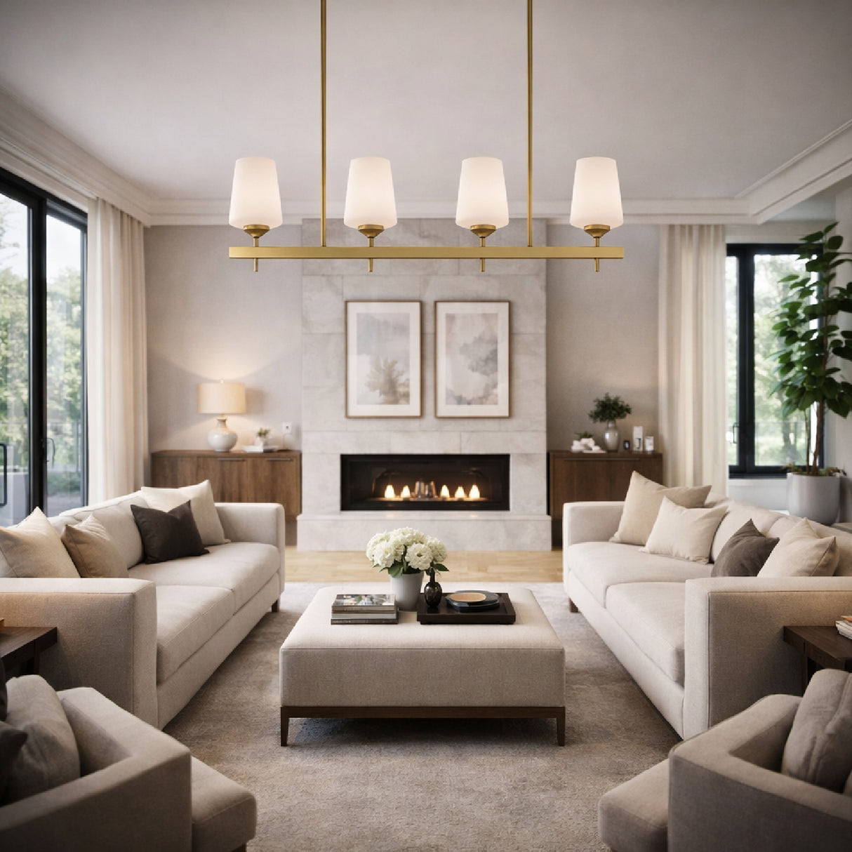   Glass 5-Light Linear Chandelier | Oroa.com