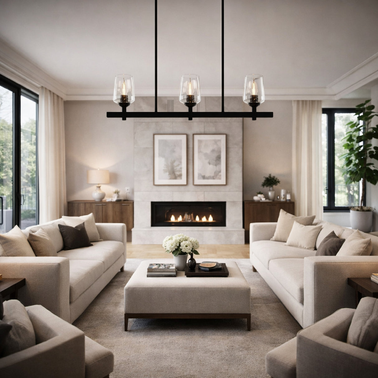   Glass 5-Light Linear Chandelier | Oroa.com