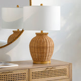 Modern European furniture - Brown Rattan Accent Table Lamp - www.oroa.com