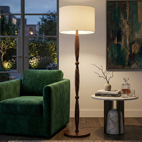   Beige Linen Accent Floor Lamp | Oroa.com