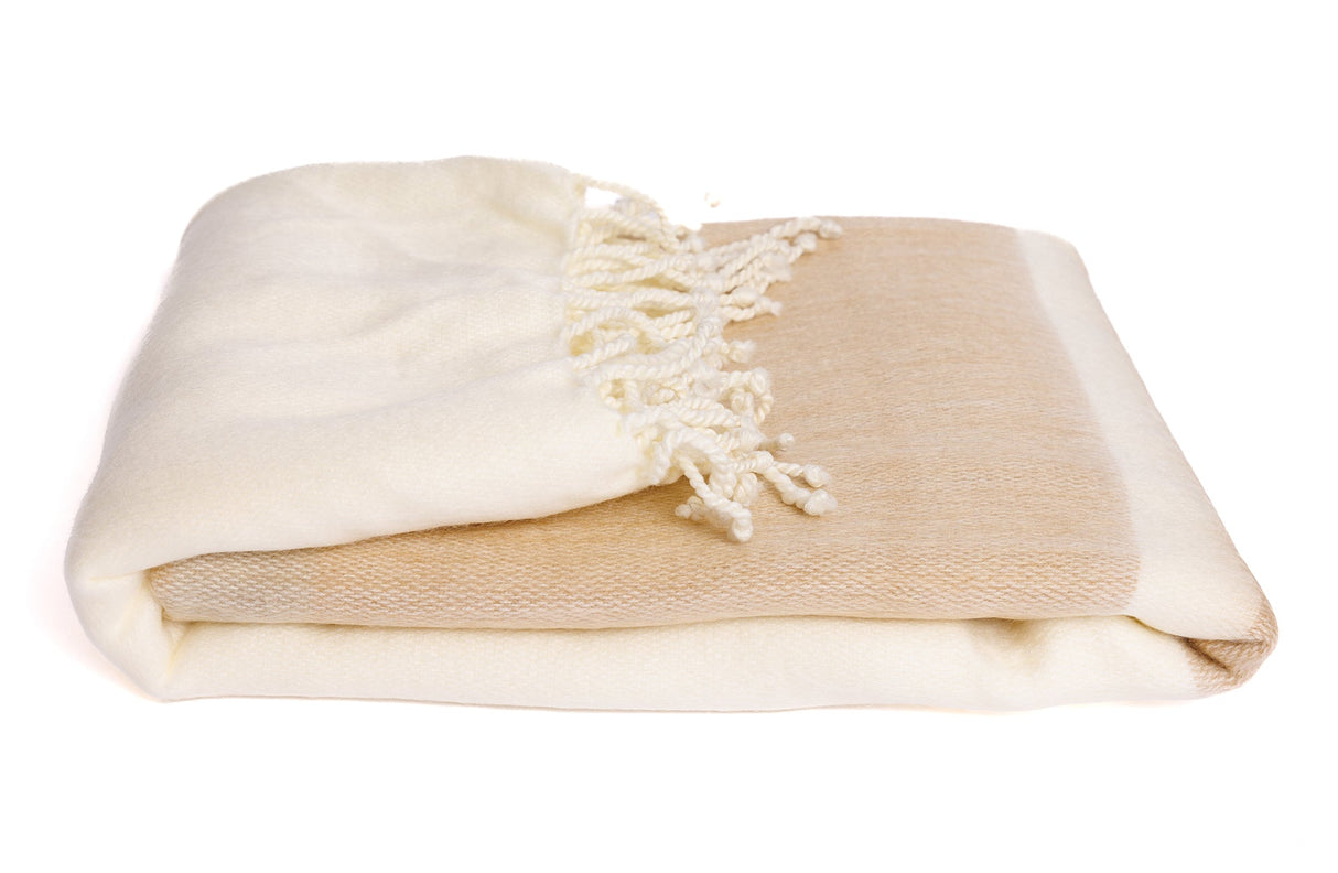 Handwoven Alpaca Throw Blanket - Tobacco & Wheat - OROA
