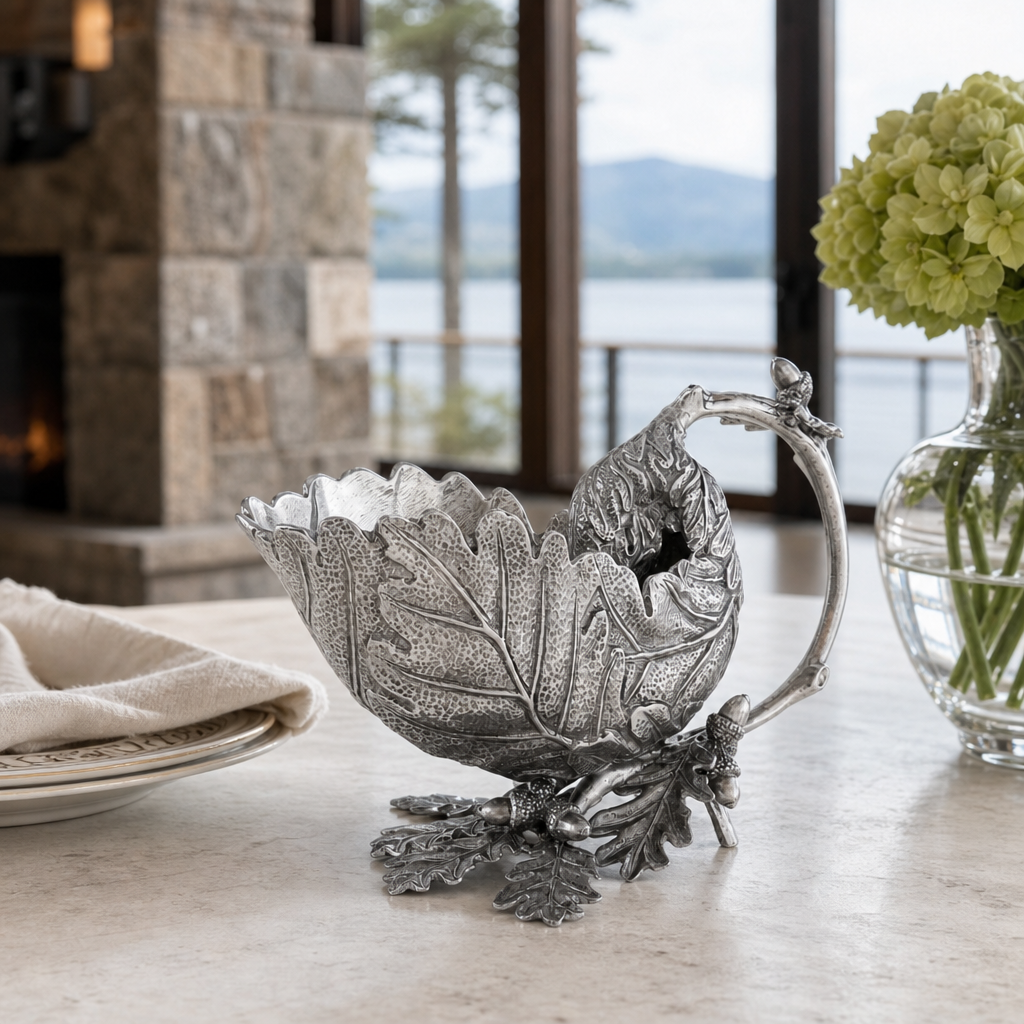 Pure Pewter Oak Leaf Gravy Boat - OROA
