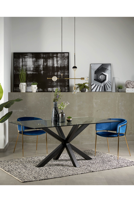 Black Legged Glass Dining Table | La Forma Argo | Oroa.com