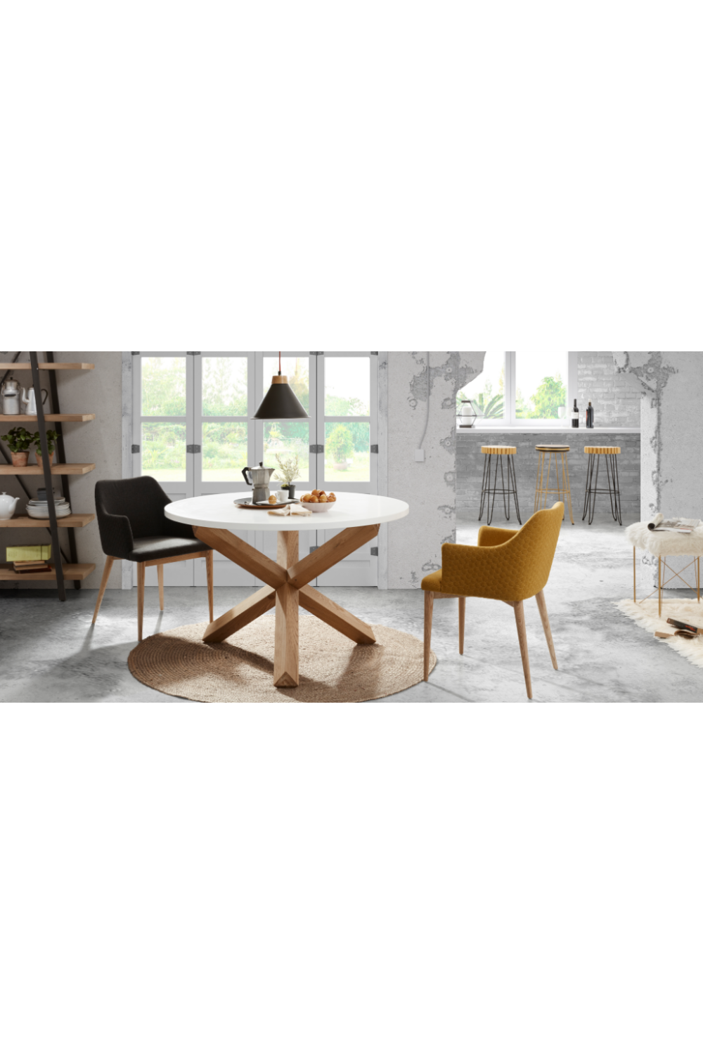 White Round Mikado Leg Dining Table | La Forma Lotus | Oroa.com
