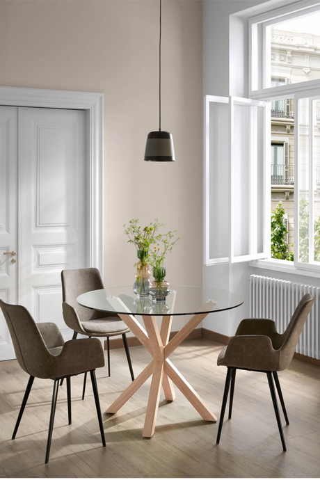 (Open Box) Round Glass Top Dining Table  | La Forma Full Argo