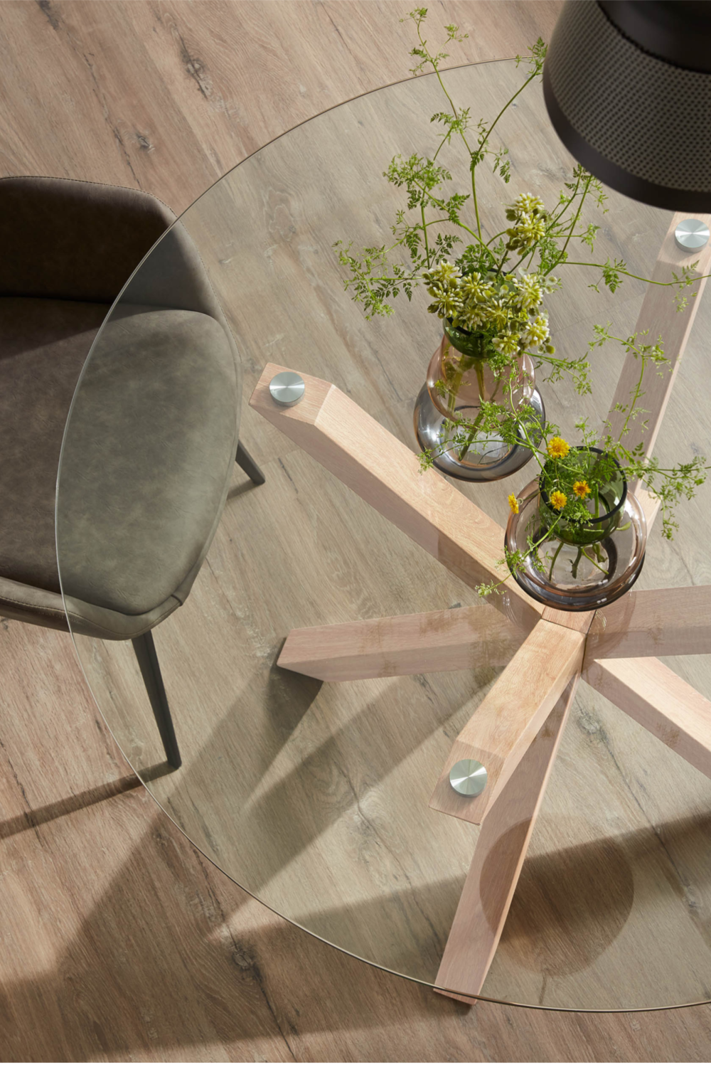   (Open Box) Round Glass Top Dining Table | Oroa.com