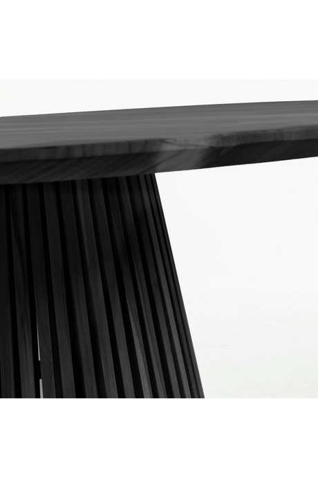 Round Black Teak Wood Pedestal Dining Table L | La Forma Jeanette | Oroa.com