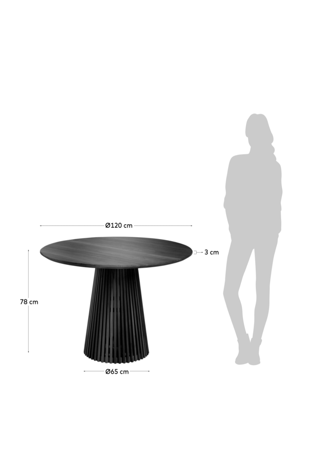 Round Black Teak Wood Pedestal Dining Table L | La Forma Jeanette | Oroa.com