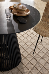 Round Black Teak Wood Pedestal Dining Table L | La Forma Jeanette | Oroa.com