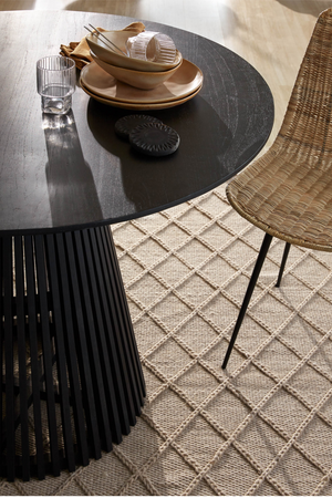 Round Black Teak Wood Pedestal Dining Table L | La Forma Jeanette | Oroa.com