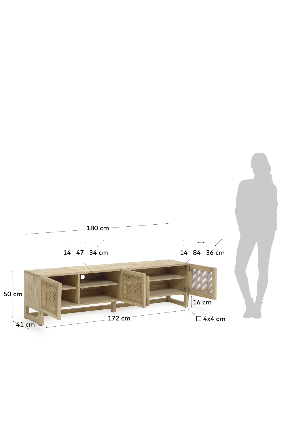 Mindi Wood & Rattan Media Unit | La Forma Rexit | Oroa.com