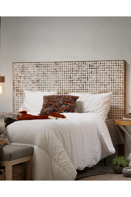 White Coconut Shell Queen Headboard 63" | La Forma Kron