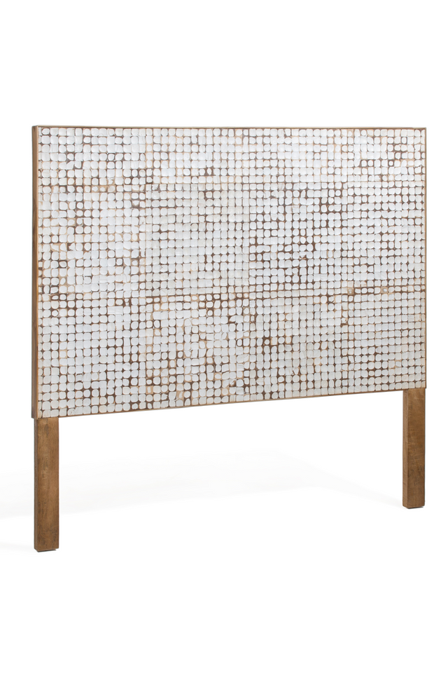 White Coconut Shell Queen Headboard 63" | La Forma Kron | Oroa.com