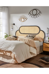 Black Weaved Rattan Queen Headboard 67" | La Forma Lalita | Oroa.com