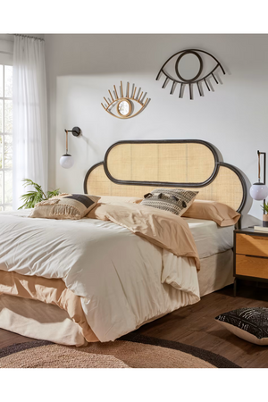 Black Weaved Rattan Queen Headboard 67" | La Forma Lalita | Oroa.com