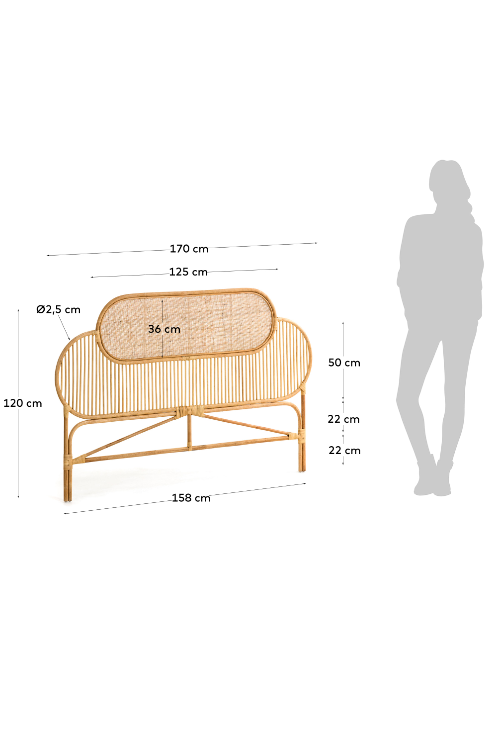 Natural Weaved Rattan Queen Headboard 67" | La Forma Lalita | Oroa.com