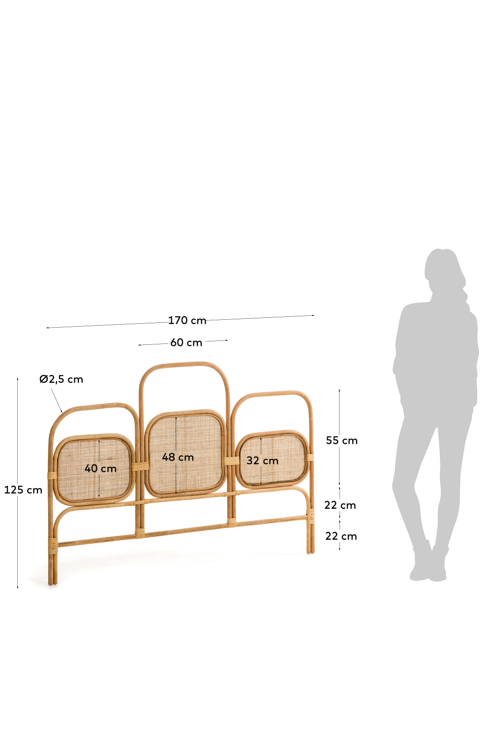 Rattan 3-Panel Queen Headboard 67"  | La  Forma Krysia | Oroa.com