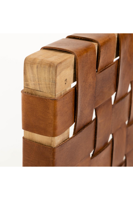 Woven Brown Leather Queen Headboard | La Forma Calixta | Oroa.com