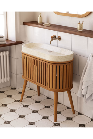 Oval Wooden Vanity Unit | La Forma Rokia