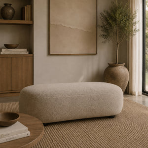   Beige Upholstered Ottoman | Oroa.com