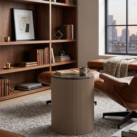   Beige Marble Round Side Table | Oroa.com