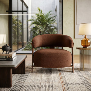   Brown Fabric Rounded Lounge Chair | Oroa.com