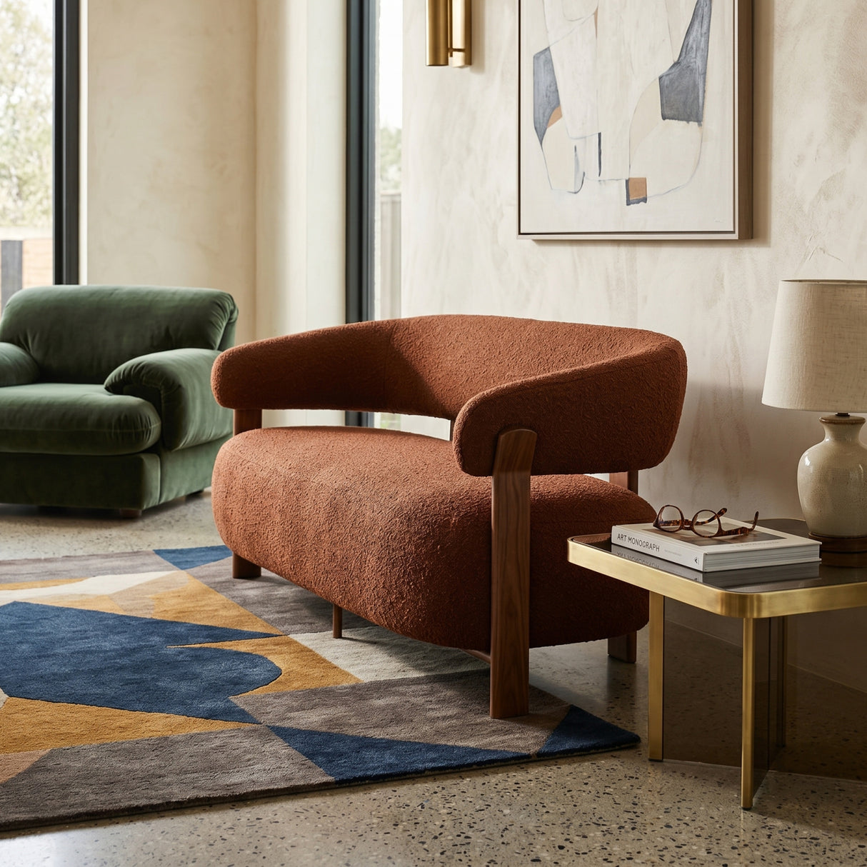   Brown Fabric 2-Seater Sofa | Oroa.com