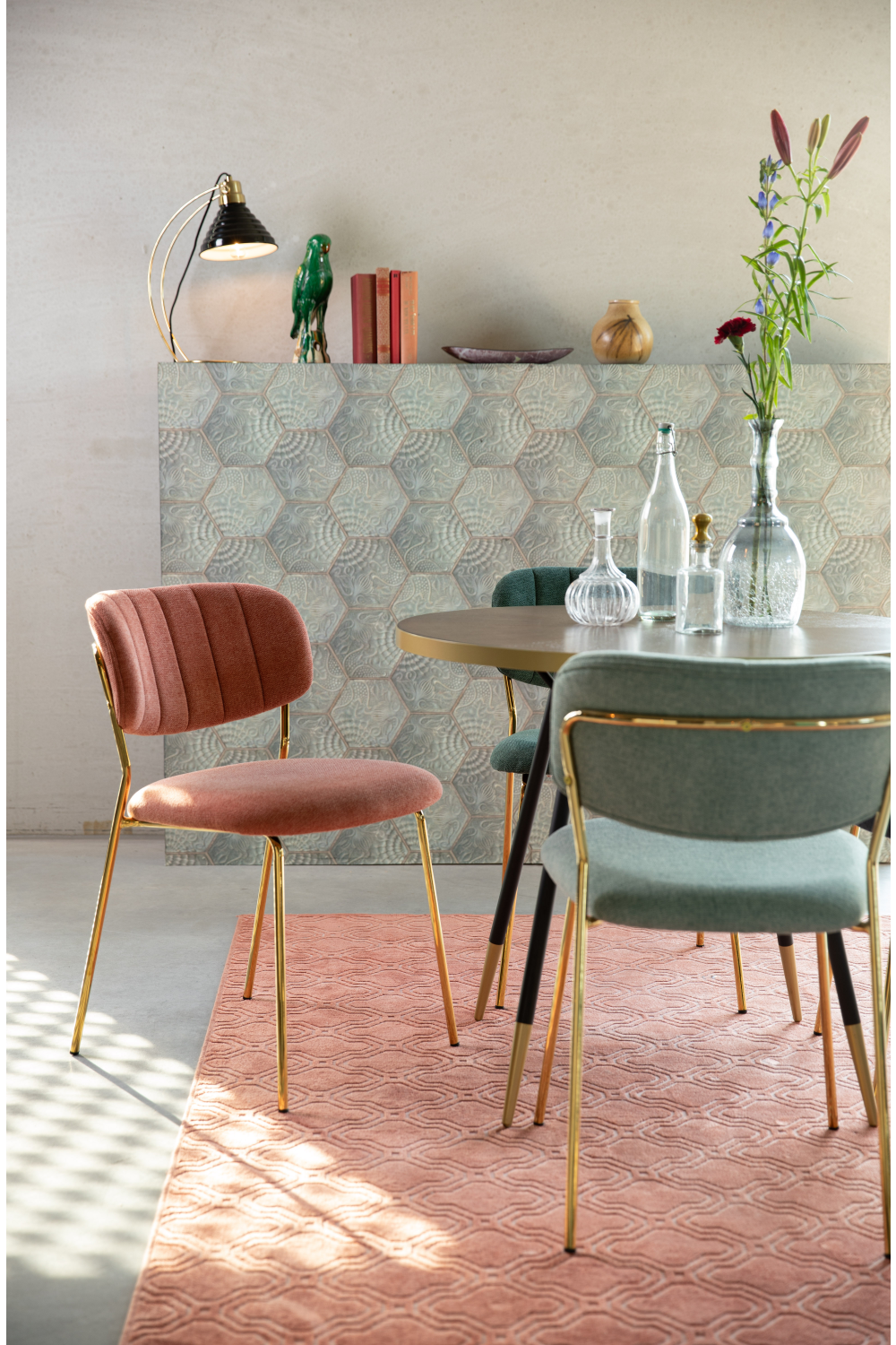 Mixed Fabric Upholstered Dining Chairs (2) | DF Jolien | OROA.com