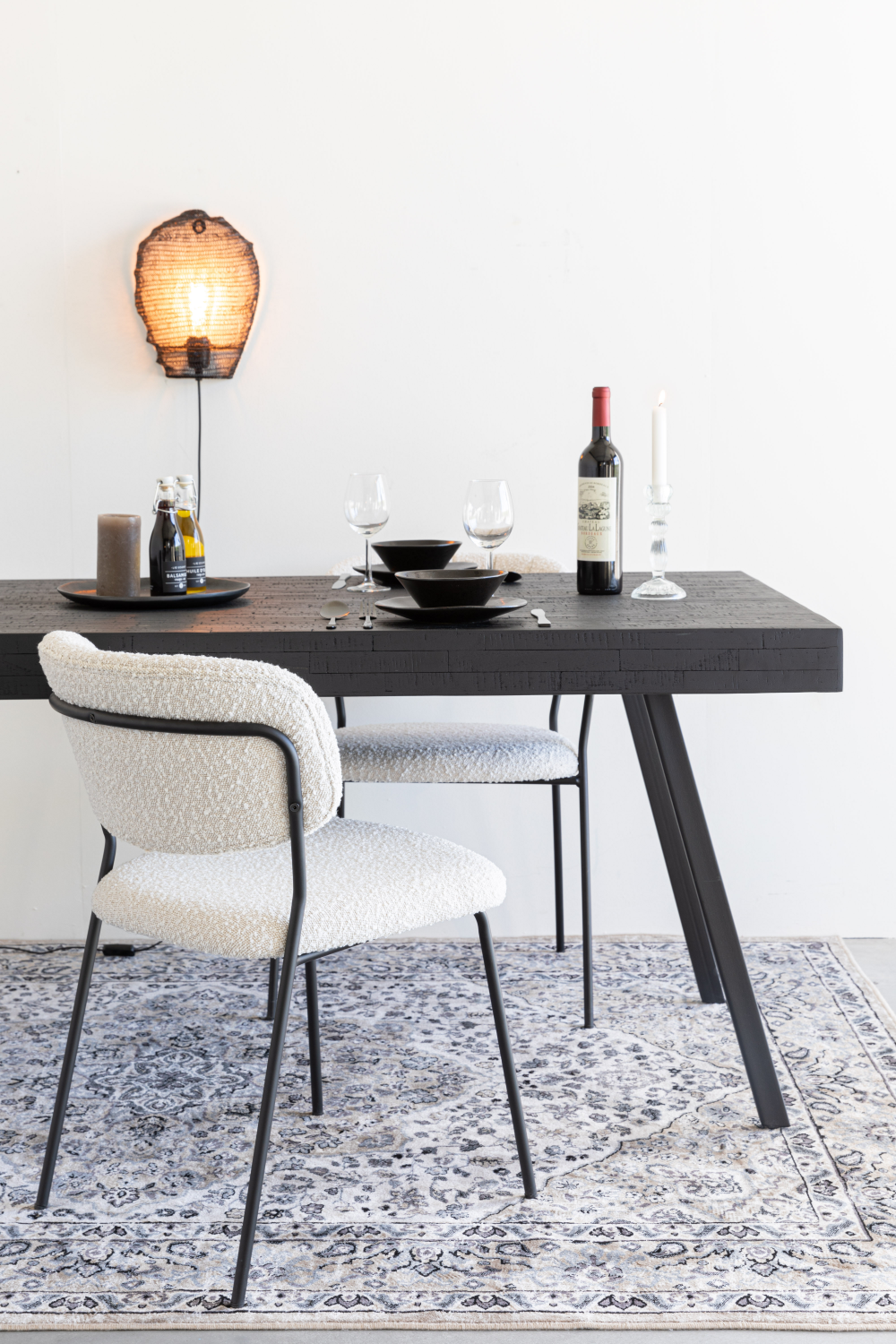 White Bouclé Dining Chairs (2) | DF Jolien | OROA.com