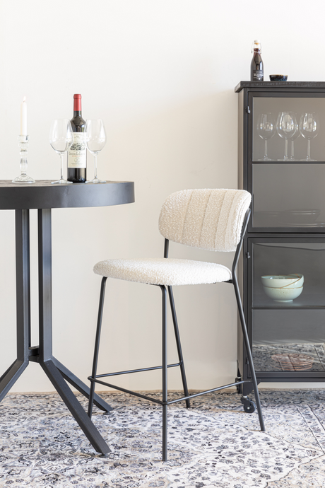   White Bouclé Counter Stools (2) | Oroa.com