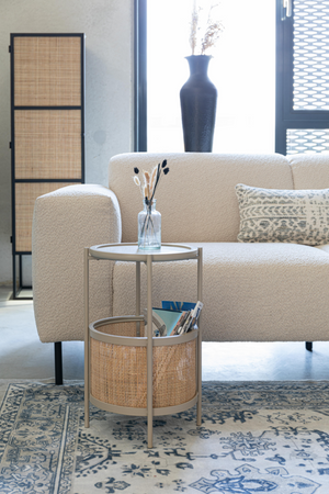 Rattan Accented Side Table | DF Makoto | OROA.com